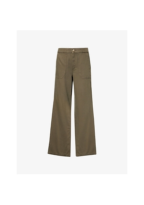 Womens Paige Rumi Wide-Leg Cotton Blend Trousers