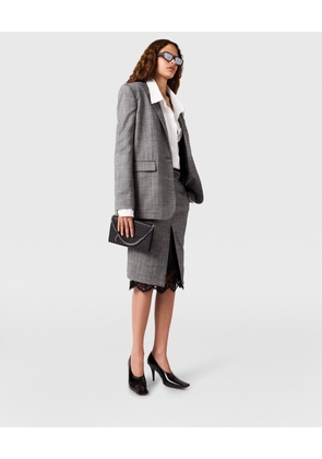 Stella McCartney - Lace-Trimmed Pinstripe Midi Skirt, Woman, Grey, Size: 40