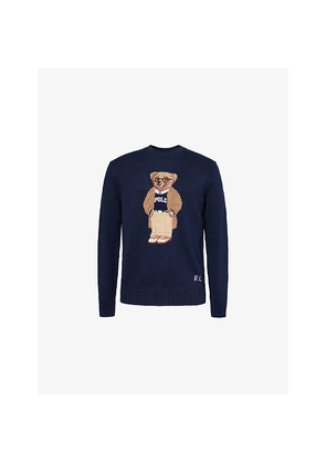 Mens Polo Ralph Lauren Polo Bear Graphic-Embroidered Linen and Cotton-Blend Jumper
