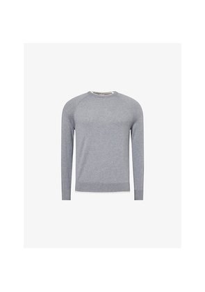 Mens Eleventy Contrast-Trims Crewneck Wool Jumper