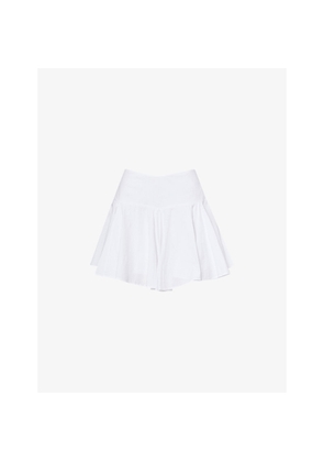 Womens Peachy Den Dylan Pleated Cotton-Poplin Mini Skirt