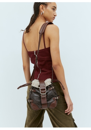 Blumarine Shearling Bucket Shoulder Bag - Woman Shoulder Bags Brown One Size