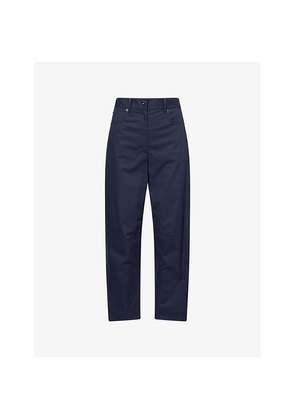 Womens Theory Relaxed-Fit Barrel-Leg Cotton-Poplin Trousers