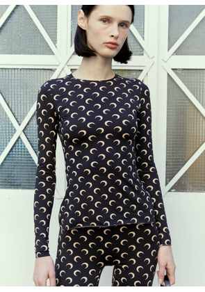 Marine Serre Regenerated Moon Long Sleeve Top - Woman Tops Black L