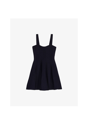 Womens Maje Square-Neck Embroidered Knitted Mini Dress