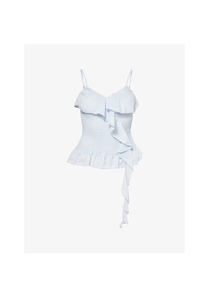 Womens Amy Lynn Stefania Ruffle Shirred Chiffon Top