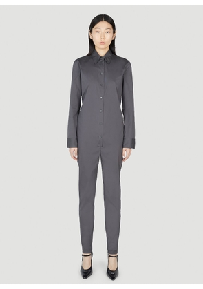 Prada Classic Collar Jumpsuit - Woman Jumpsuits Grey It - 38