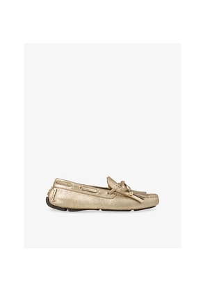 Womens Jimmy Choo Manon F Metallic Reverse Suede Loafers