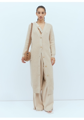 Max Mara Wool Cashmere Belted Cardigan - Woman Knitwear Beige Xs