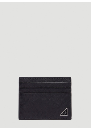 Prada Saffiano Triangle Logo Cardholder - Man Wallets & Cardholders Black One Size