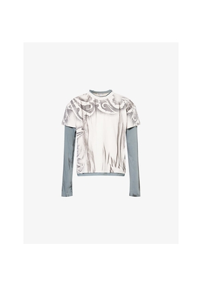 Mens Jaded London Tie Dye Layered Cotton-Jersey Top