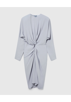 Stella McCartney - Twist-Front Long-Sleeved Midi Dress, Woman, Pearl blue, Size: 34