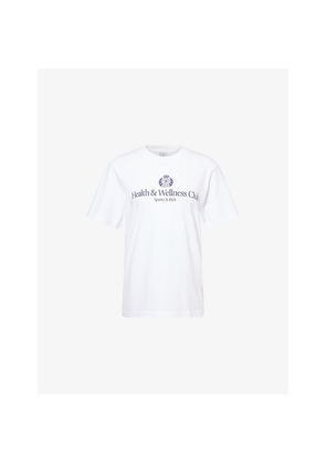 Womens Sporty & Rich H&W Crest Round-Neck Cotton-Jersey T-Shirt