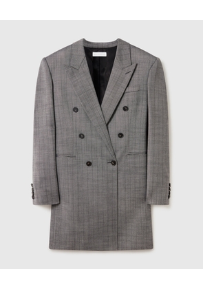 Stella McCartney - Double-Breasted Pinstripe Blazer Mini Dress, Woman, Grey, Size: 42