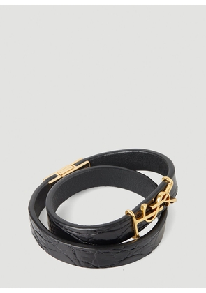 Saint Laurent Ysl Plaque Wrap Around Bracelet - Woman Jewellery Black S