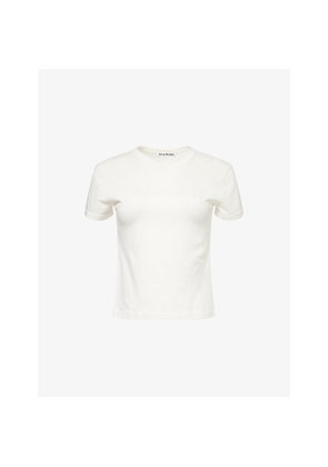 Womens Acne Studios Brand-Embroidery Round-Neck Cotton-Jersey T-Shirt