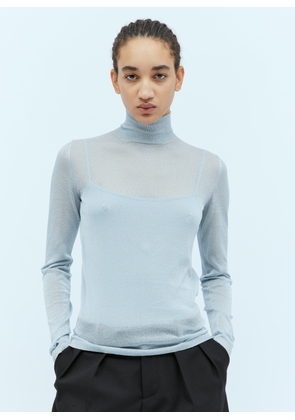 Max Mara Glitter High Neck Sweater - Woman Knitwear Blue L