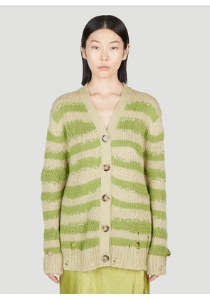Acne Studios Distressed Stripe Cardigan - Woman Knitwear Green Xs