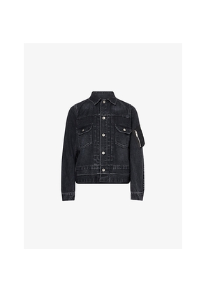 Womens Sacai Contrast-Shell Regular-Fit Denim Jacket
