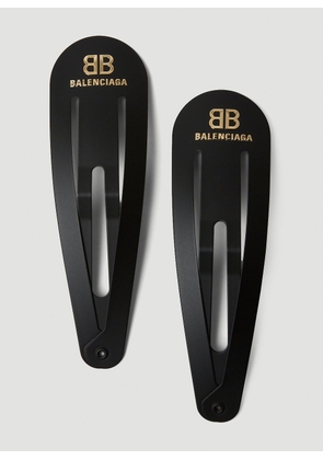 Balenciaga Set Of Two Xxl Logo Hair Clips - Woman Jewellery Black One Size