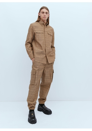 Versace Logo Jacquard Cargo Pants - Man Pants Brown Eu - 52