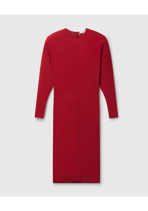 Stella McCartney - Shoulder Pad Long-Sleeved Midi Dress, Woman, Raspberry, Size: 36