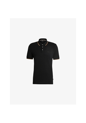 Mens Boss Logo-Print Short-Sleeve Cotton Polo