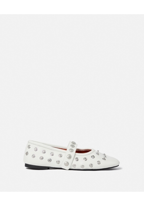 Stella McCartney - Ryder Popper-Studded Ballet Flats, Woman, Pure white, Size: 35