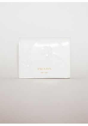 Prada Flower Embossed Bi-fold Wallet - Woman Wallets & Cardholders White One Size
