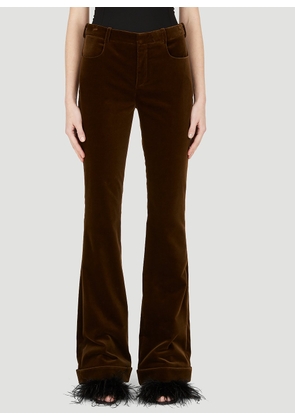 Saint Laurent Flared Velvet Pants - Woman Pants Brown Fr - 34