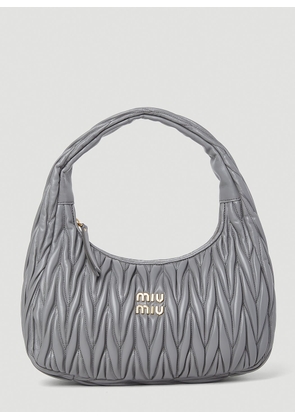 Miu Miu Wander Matelassé Hobo Bag - Woman Shoulder Bags Grey One Size