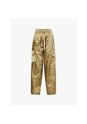 Womens Ganni Elasticated Patch-Pocket Shell Trousers