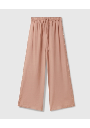 Stella McCartney - Lead-Free Crystal High-Rise Wide-Leg Trousers, Woman, Dusty rose pink, Size: 38