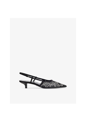Womens Gucci Gg Crystal 35 Mesh Slingback Pumps