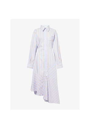 Womens Victoria Beckham Striped Long-Sleeves Cotton-Poplin Midi Dress