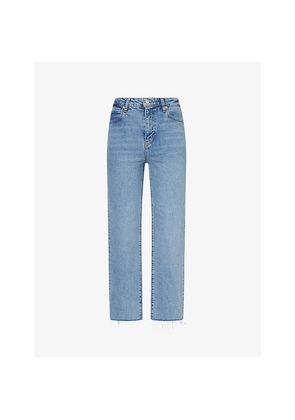 Womens Frame The Ruler Crop Straight-Leg High-Rise Denim Jeans