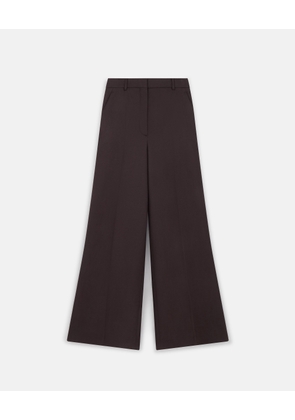 Stella McCartney - High-Rise Wide-Leg Wool Trousers, Woman, Dark chocolate brown, Size: 38