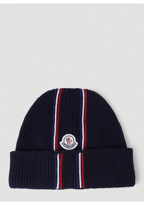 Moncler Stripe Beanie Hat - Man Hats Navy One Size