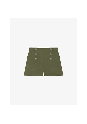 Womens The Kooples Double-Buttoned Straight Cotton Shorts
