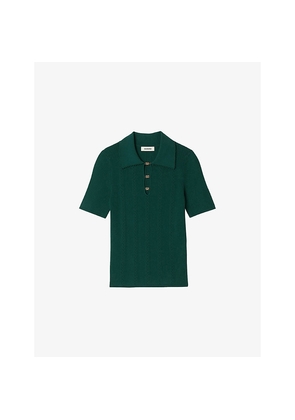 Womens Sandro Short-Sleeve Knitted Polo Jumper