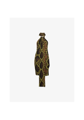 Womens The Attico Halterneck Graphic-Print Cotton-Blend Mini Dress