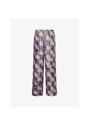 Womens Dries Van Noten Sequin Drawstring Woven Trousers