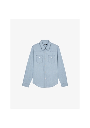Mens The Kooples Yoke-Detail Faded Denim Shirt