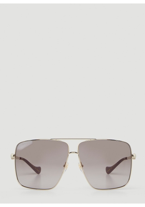 Gucci Navigator Square Frame Sunglasses - Woman Sunglasses Gold One Size