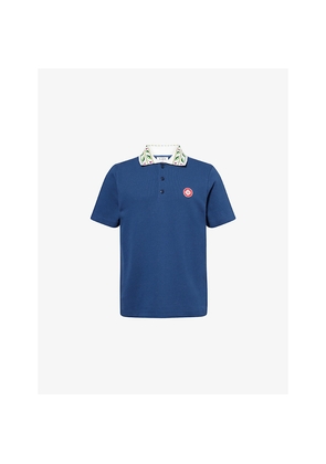 Mens Casablanca Laurel Logo-Patch Cotton-Pique Polo Shirt