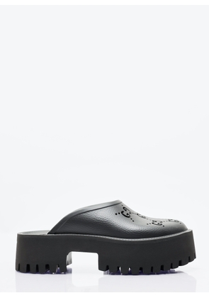 Gucci Perforated G Platform Slip Ons - Woman Slip Ons Black Eu - 39