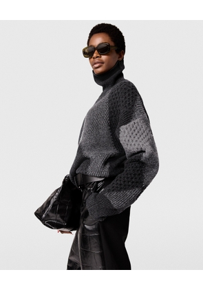 Stella McCartney - Argyle Turtleneck Jumper, Woman, Tonal grey, Size: L