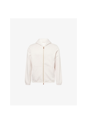 Mens Eleventy Hooded Long-Sleeves Silk Cotton and Cashmere  Blend Hoody