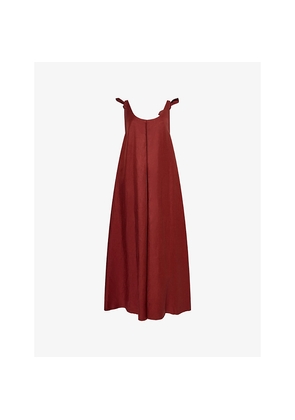 Womens Gabriela Hearst Aras Relaxed-Fit Bow Linen-And-Silk Midi Dress