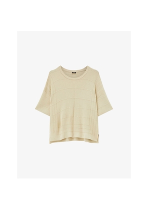 Womens Joseph Grid-Knit Boxy-Fit Viscose-Blend T-Shirt